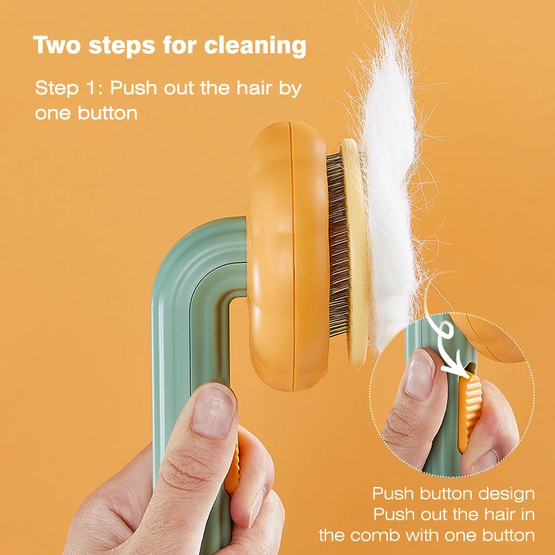 Purrrfect Groomer - Spazzola per gatti con pulsante rimuovi peli