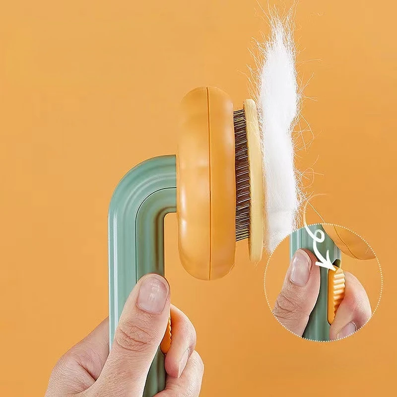 Purrrfect Groomer - Spazzola per gatti con pulsante rimuovi peli